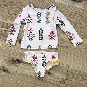 Pink Chicken Rashguard Swim Set in Pink and Yellow